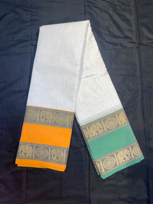 Bharat Sutra White Narayanpeth Cotton Saree | With Unstitched Blouse Piece For Women