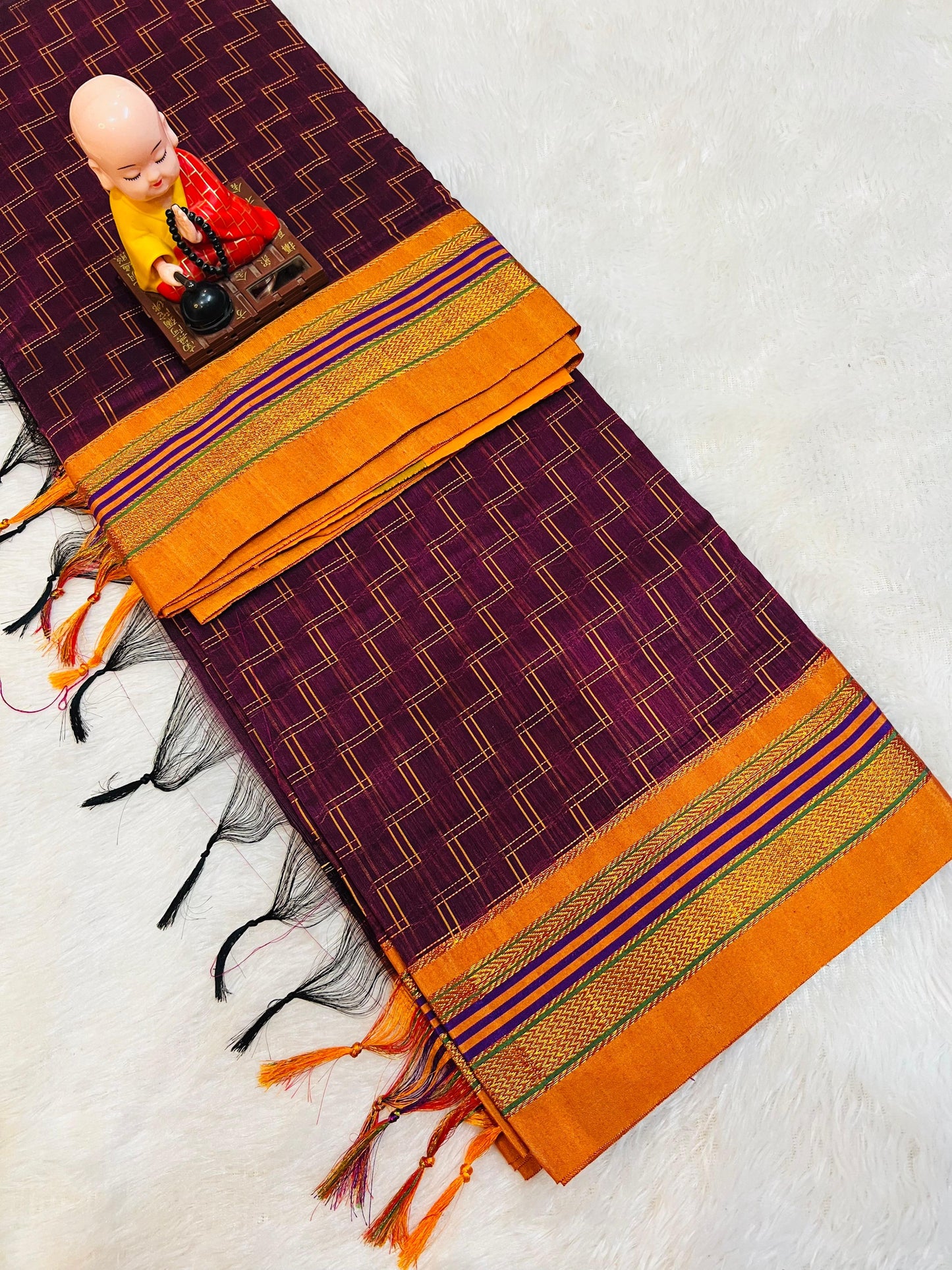 Double Zigzag Masarised Cotton saree with running Blouse