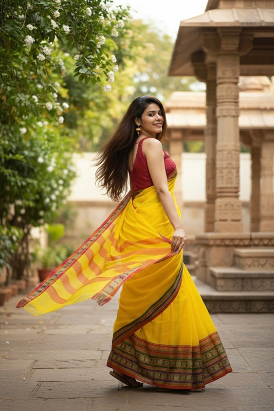Lemon Yellow Aradhya Narayanpeth saree
