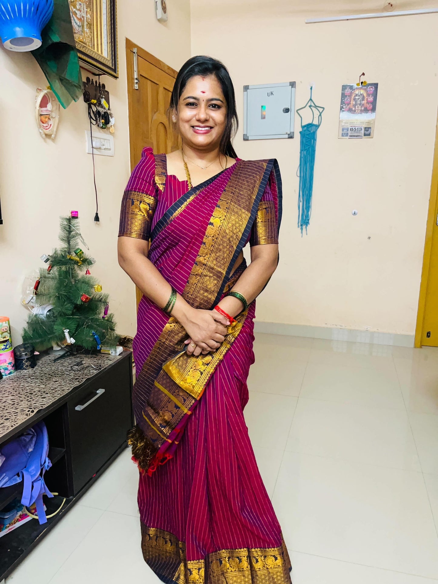 Megenta Narmada Narayanpeth Cotton Saree