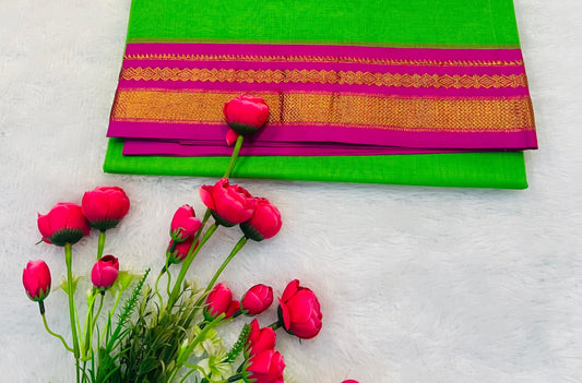 Parrot Green Akshata Pure Cotton Saree | With Unstitched Blouse Piece For Women