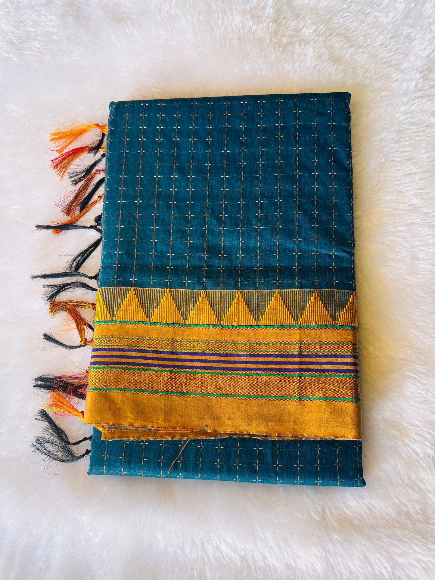 Purple Temple Star Plus Acrylic Cotton Saree | With Unstitched Blouse Piece For Women