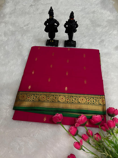 Pink Radhika Narayanpeth Cotton Saree | With Unstitched Blouse Piece For Women