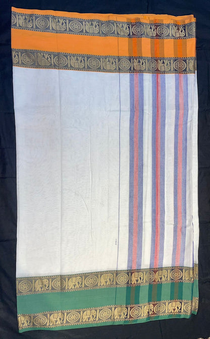 Bharat Sutra White Narayanpeth Cotton Saree | With Unstitched Blouse Piece For Women