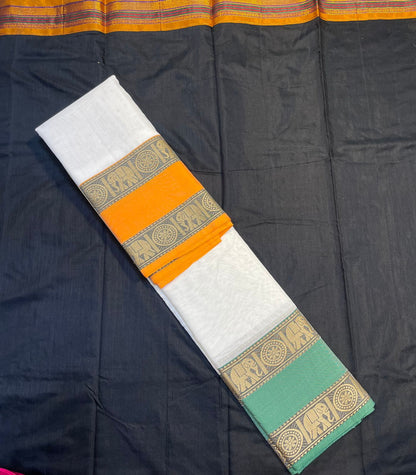 Bharat Sutra White Narayanpeth Cotton Saree | With Unstitched Blouse Piece For Women