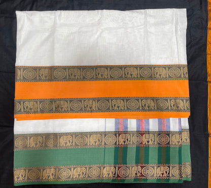 Bharat Sutra White Narayanpeth Cotton Saree | With Unstitched Blouse Piece For Women