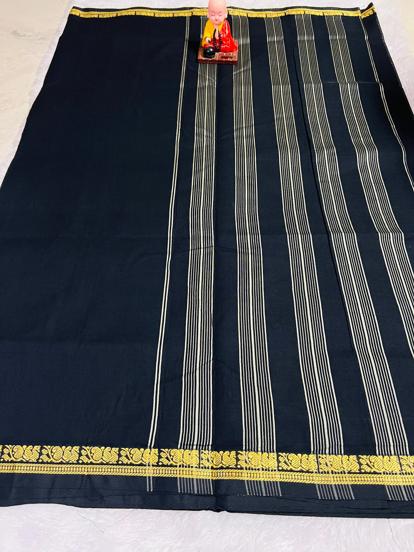 Black Raaga Narayanpeth Cotton Saree | With Unstitched Blouse Piece For Women