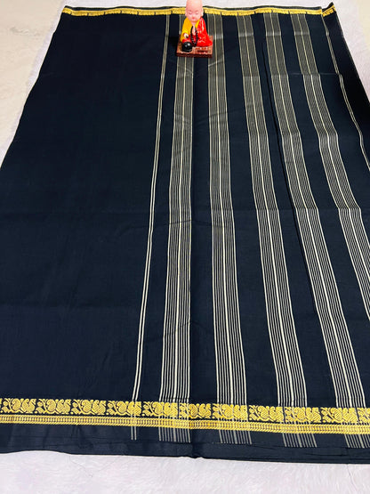Black Raaga Narayanpeth Cotton Saree | With Unstitched Blouse Piece For Women