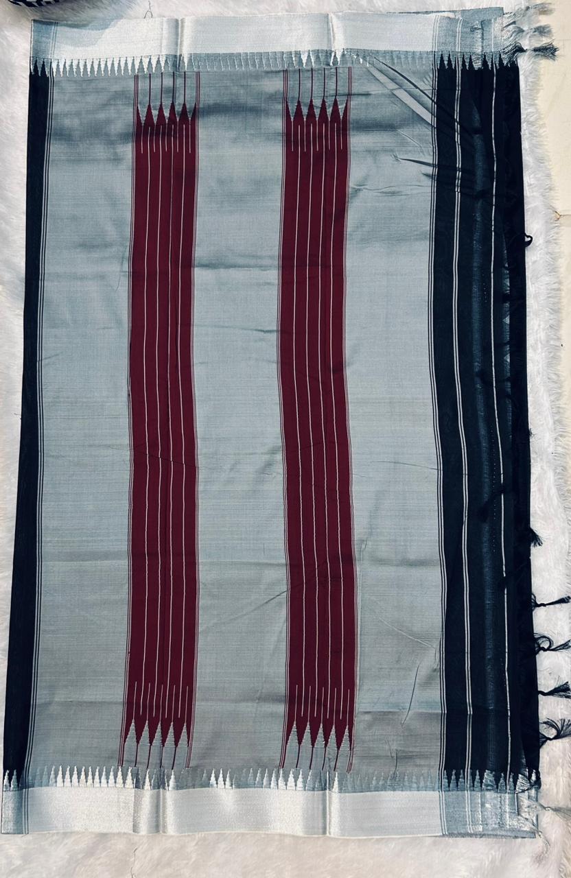 Black Radha Acrylic Cotton Saree | With Unstitched Blouse Piece For Women