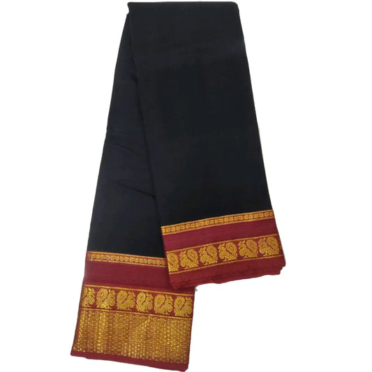 Black Namrata Narayanpeth Cotton Saree | With Unstitched Blouse Piece For Women