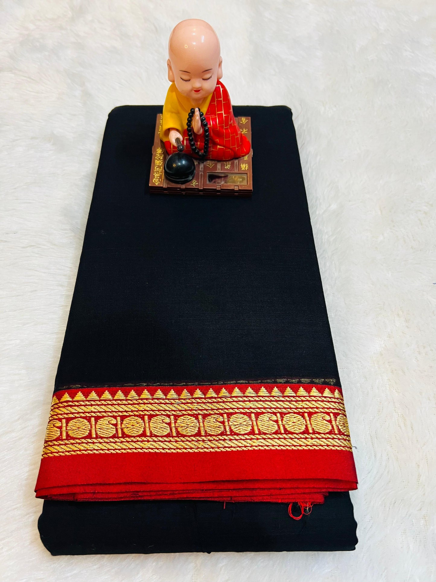 Black Poorna Narayanpeth Cotton Saree | With Unstitched Blouse Piece For Women