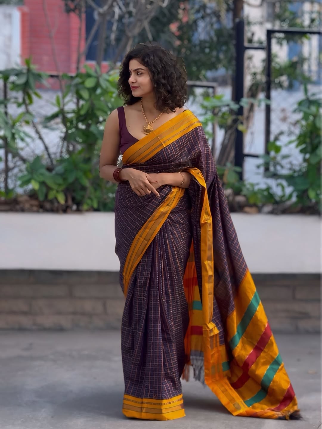 Blue Star Box Narayanpeth Cotton Saree | With Unstitched Blouse Piece For Women