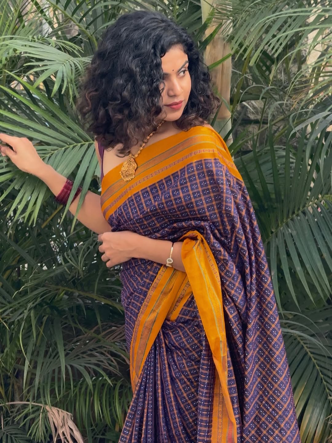 Blue Star Box Narayanpeth Cotton Saree | With Unstitched Blouse Piece For Women