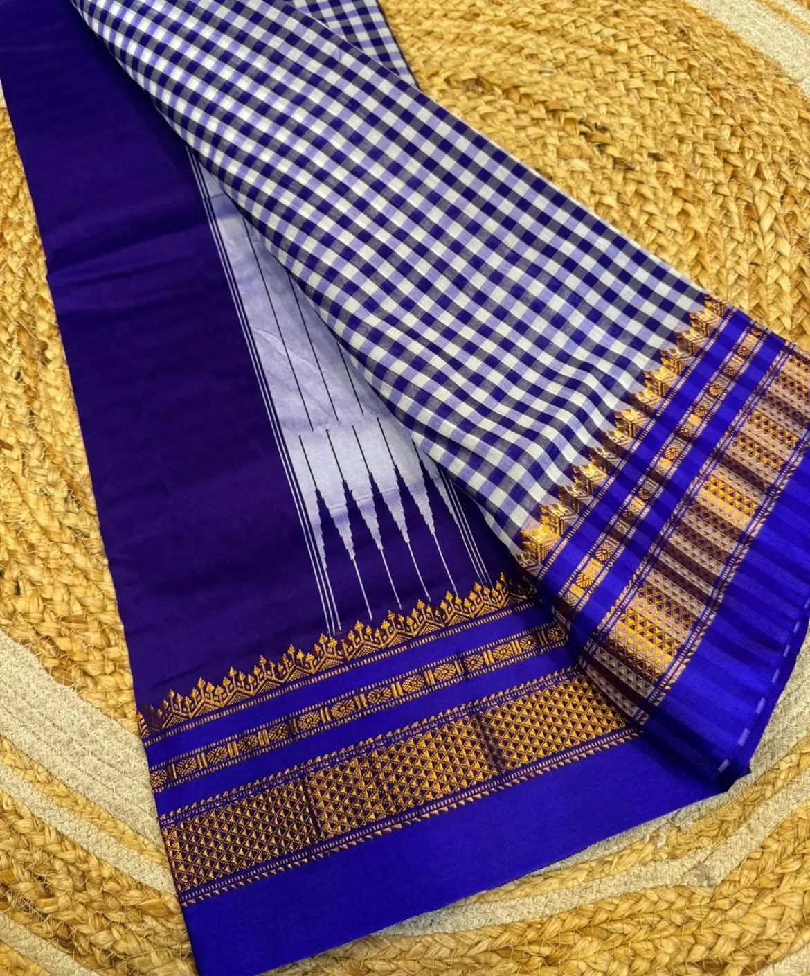 Blue Tana checks Ilkal Saree