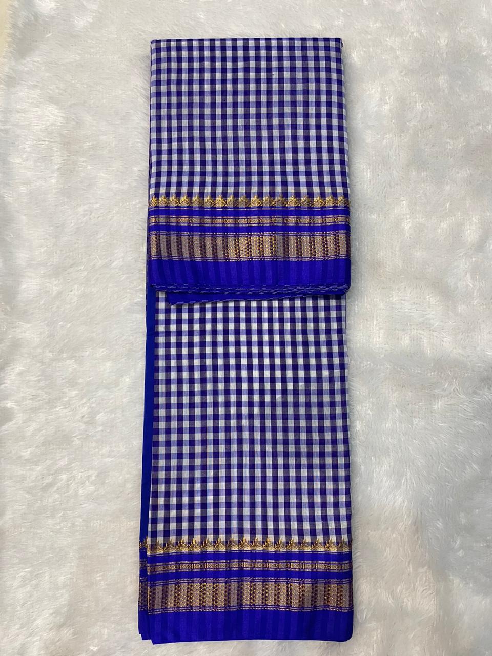 Blue Tana checks Ilkal Saree
