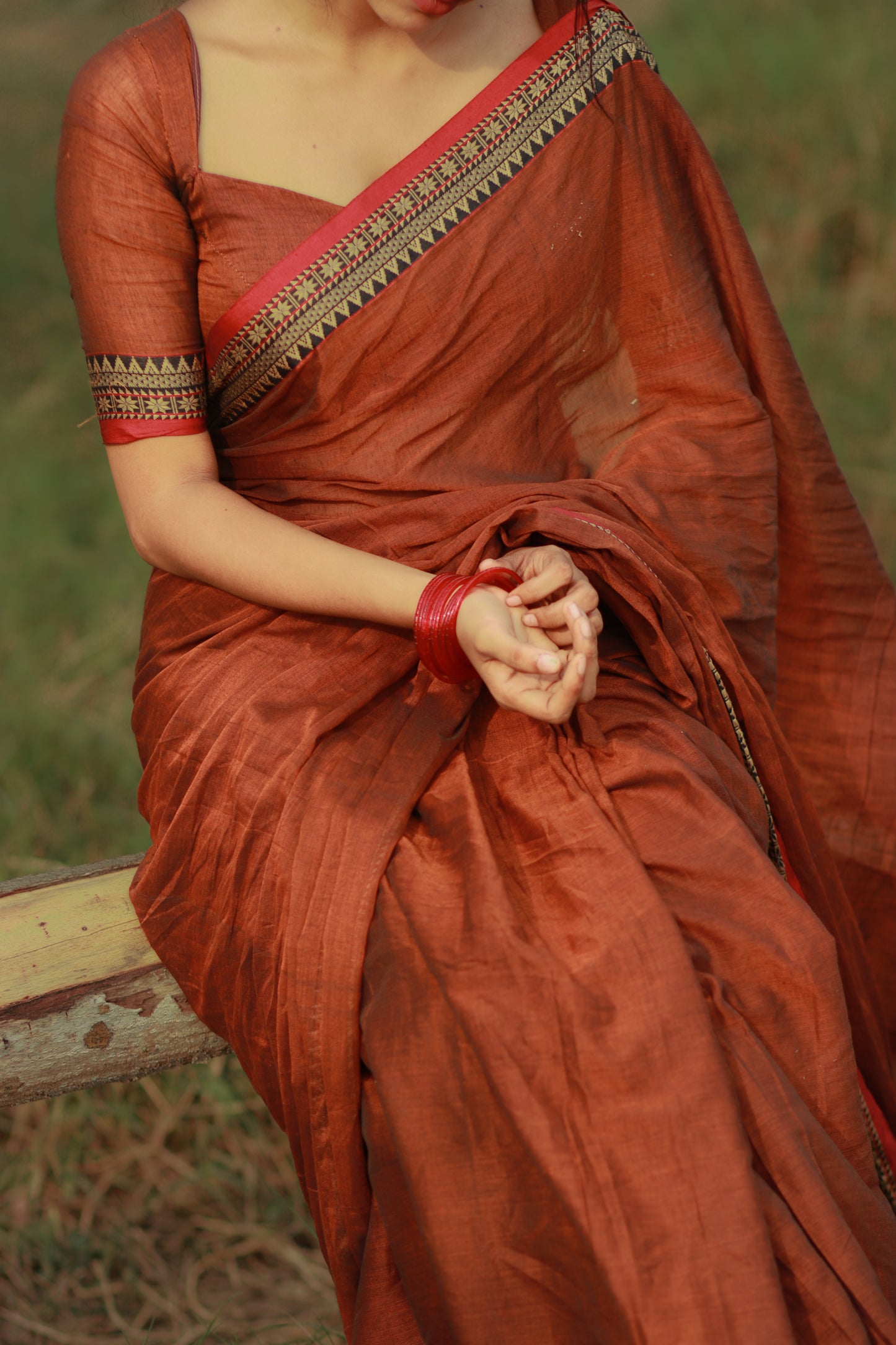 Brown Avani Narayanpeth Cotton Saree | With Unstitched Blouse Piece For Women