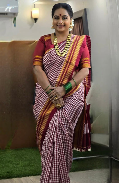 Chacolate Tana checks Ilkal Saree
