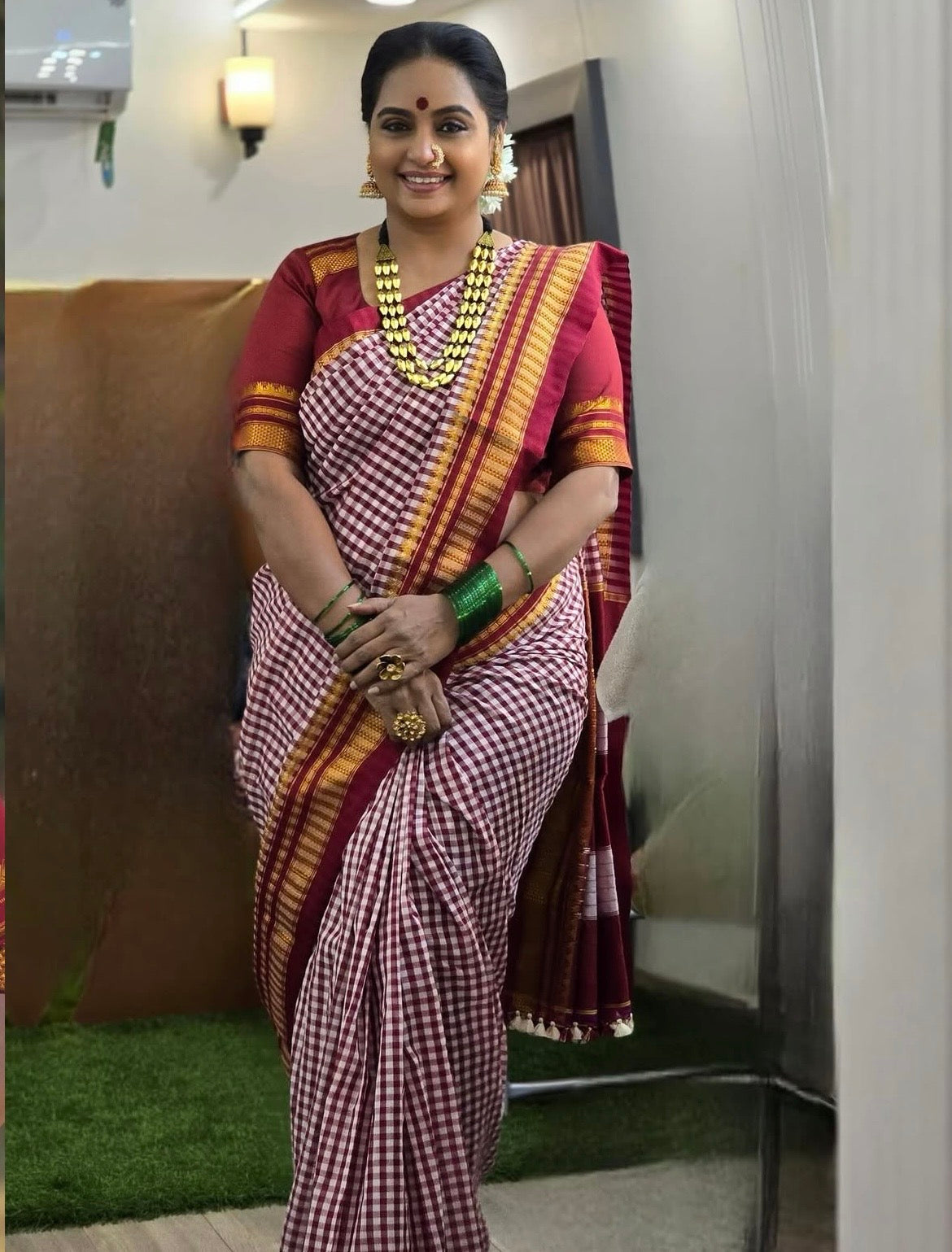 Chacolate Tana checks Ilkal Saree