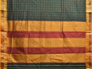 Dark green Star Box Narayanpeth Cotton Saree | With Unstitched Blouse Piece For Women