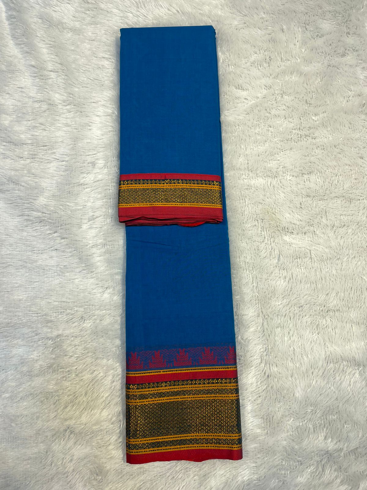 Deep blue kalastree Narayanpeth Cotton Saree | With Unstitched Blouse Piece For Women