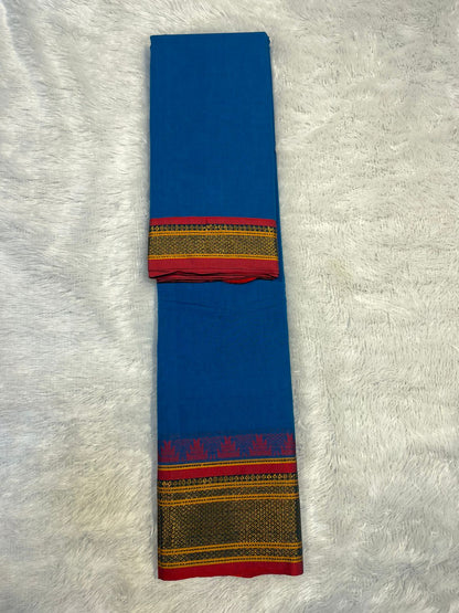 Deep blue kalastree Narayanpeth Cotton Saree | With Unstitched Blouse Piece For Women