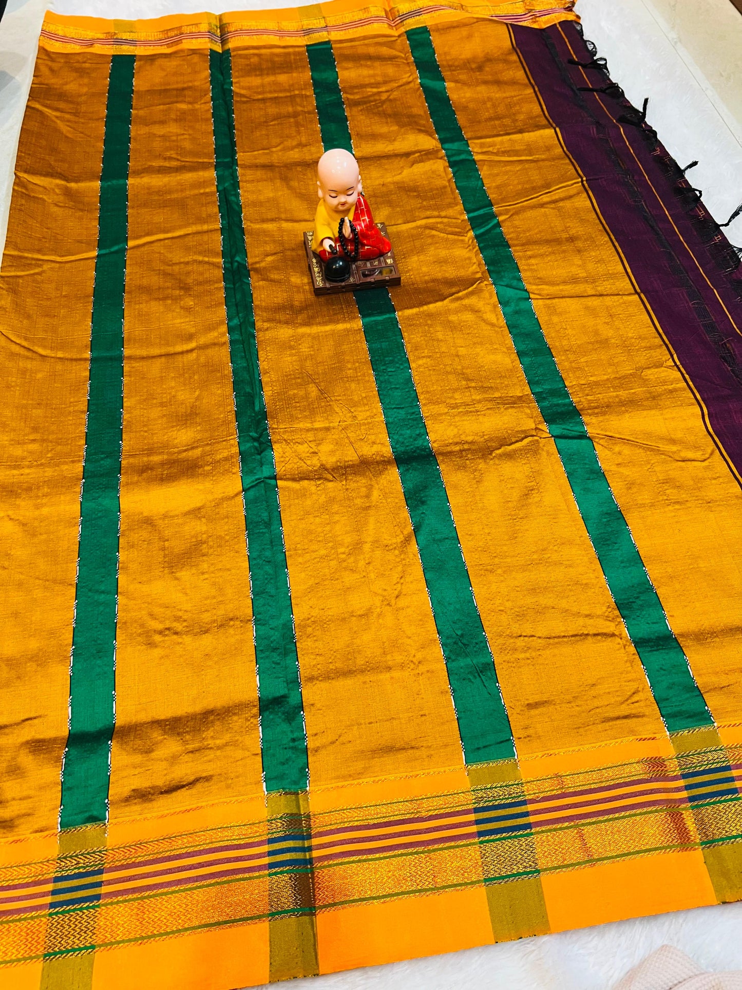 Double Zigzag  Masarised Cotton saree with running Blouse