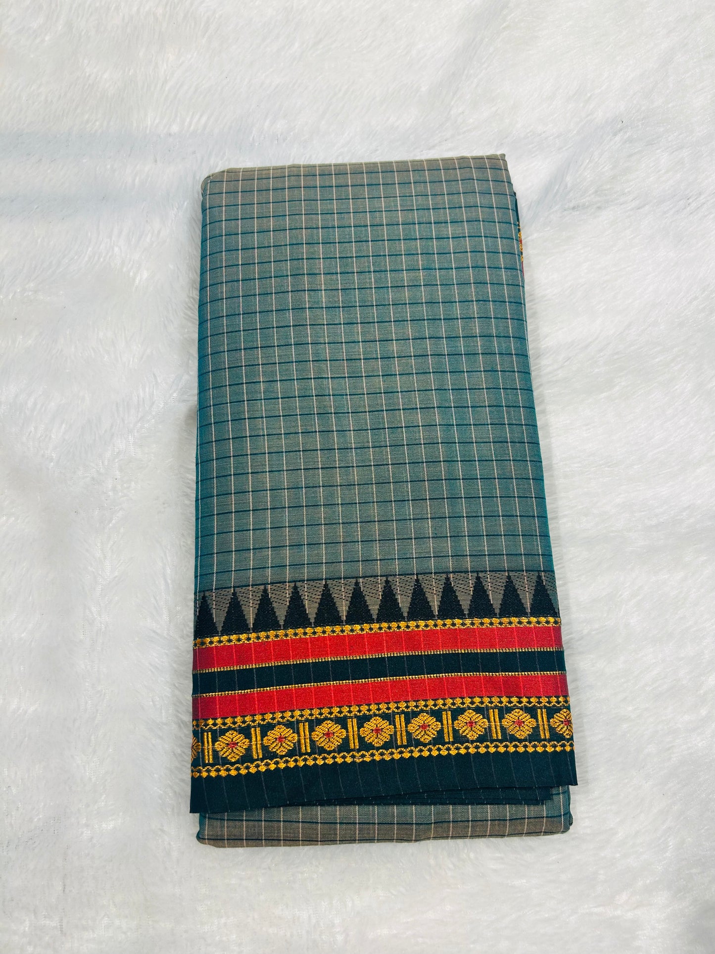 Dual shade Green Soumya  Narayanpeth Cotton Saree | With Unstitched Blouse Piece For Women