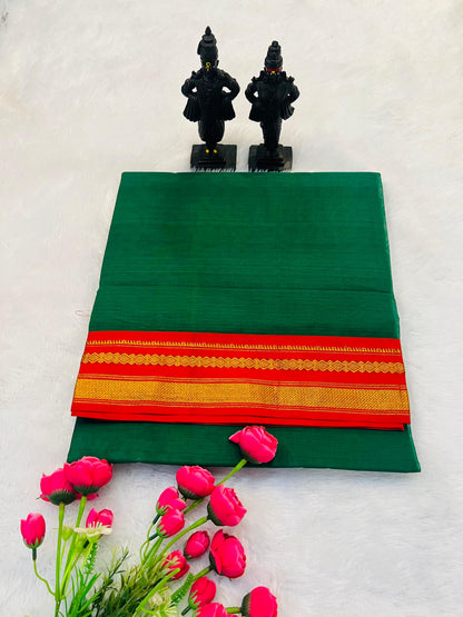 Green Akshata Pure Cotton Saree | With Unstitched Blouse Piece For Women