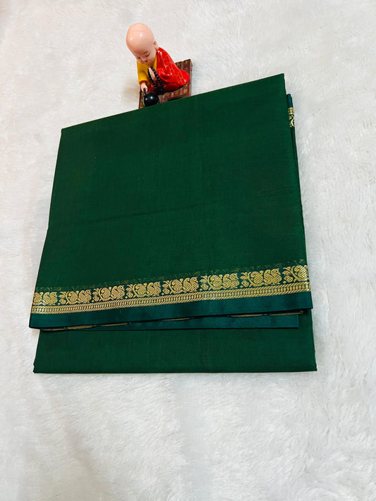 Green Raaga Pure Cotton Saree | With Unstitched Blouse Piece For Women