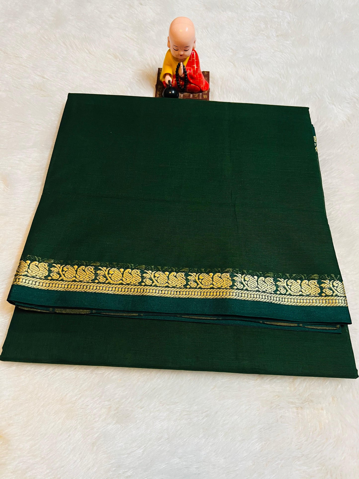 Green Raaga Pure Cotton Saree | With Unstitched Blouse Piece For Women