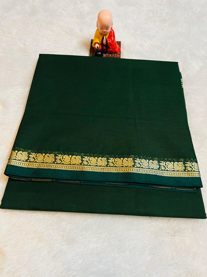 Green Raaga Pure Cotton Saree | With Unstitched Blouse Piece For Women