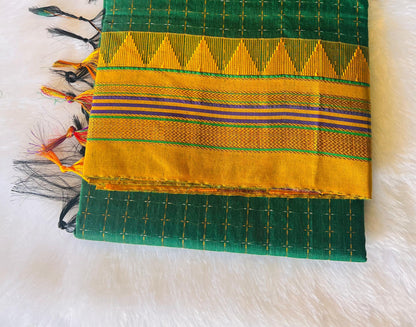 Green Temple Star Plus Narayanpeth Cotton Saree | With Unstitched Blouse Piece For Women