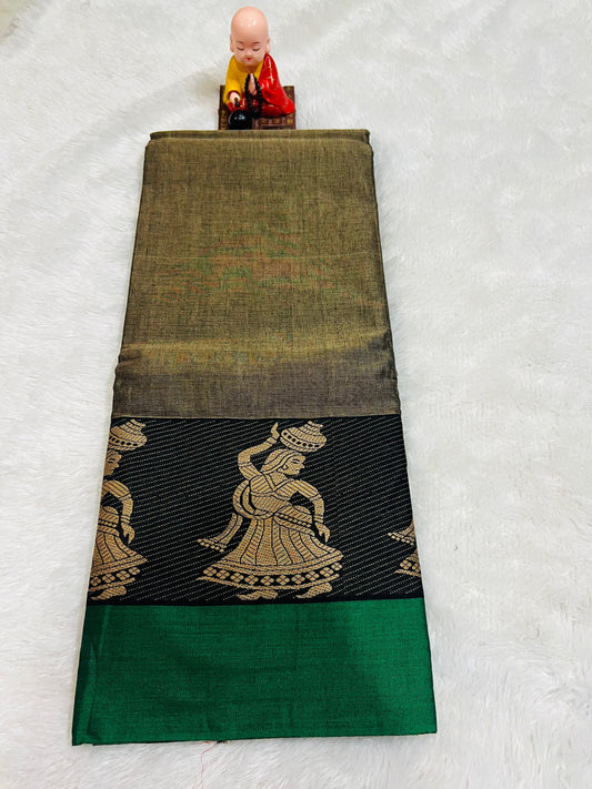 Grey Meera Narayanpeth Cotton Saree | With Unstitched Blouse Piece For Women