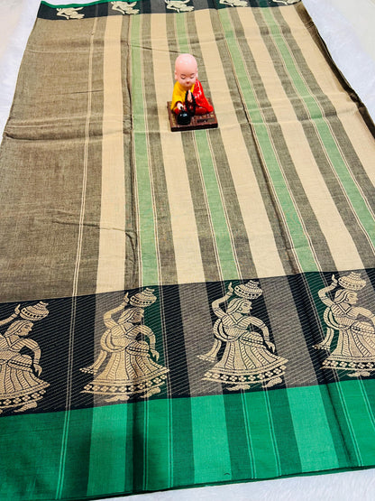 Grey Meera Narayanpeth Cotton Saree | With Unstitched Blouse Piece For Women