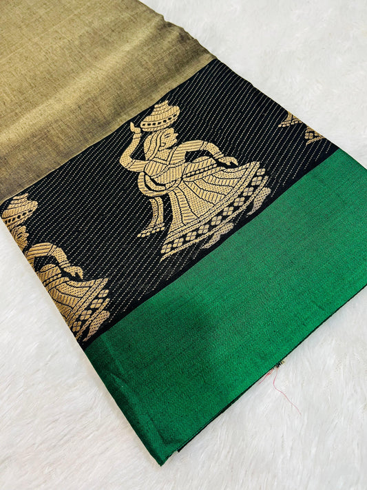 Grey Meera Narayanpeth Cotton Saree | With Unstitched Blouse Piece For Women