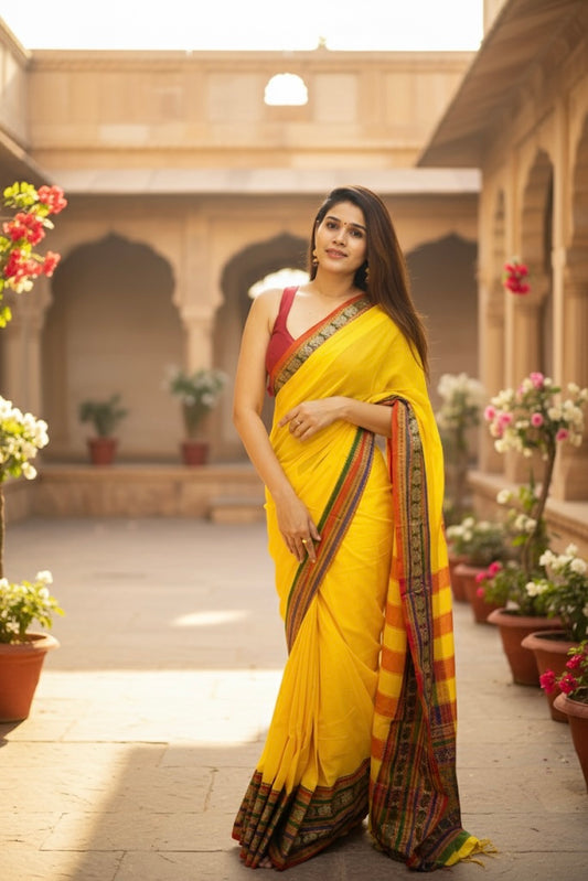 Lemon Yellow Aradhya Narayanpeth saree