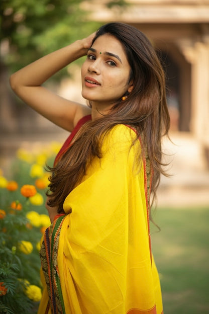 Lemon Yellow Aradhya Narayanpeth saree