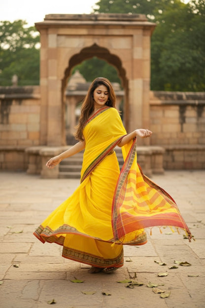 Lemon Yellow Aradhya Narayanpeth saree