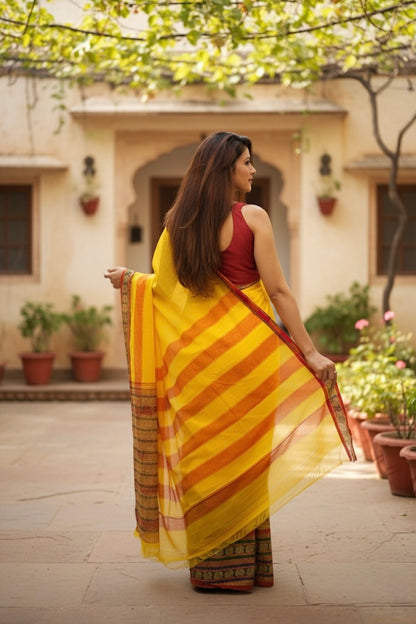 Lemon Yellow Aradhya Narayanpeth saree