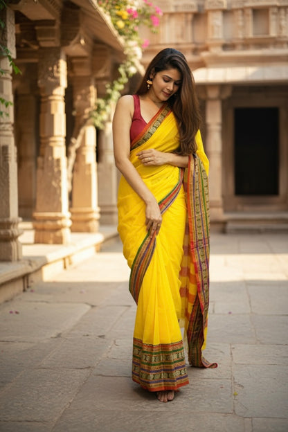 Lemon Yellow Aradhya Narayanpeth saree