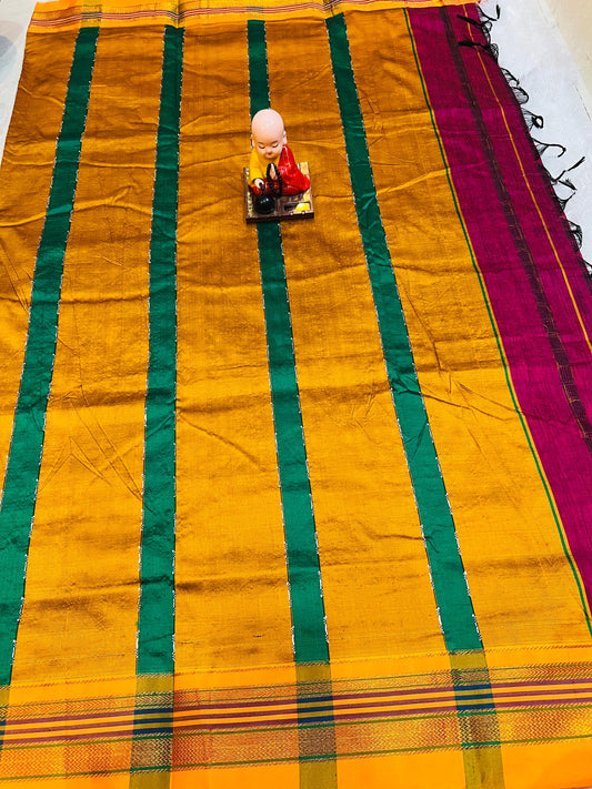 Magenta Double Zigzag Masarised Cotton saree
