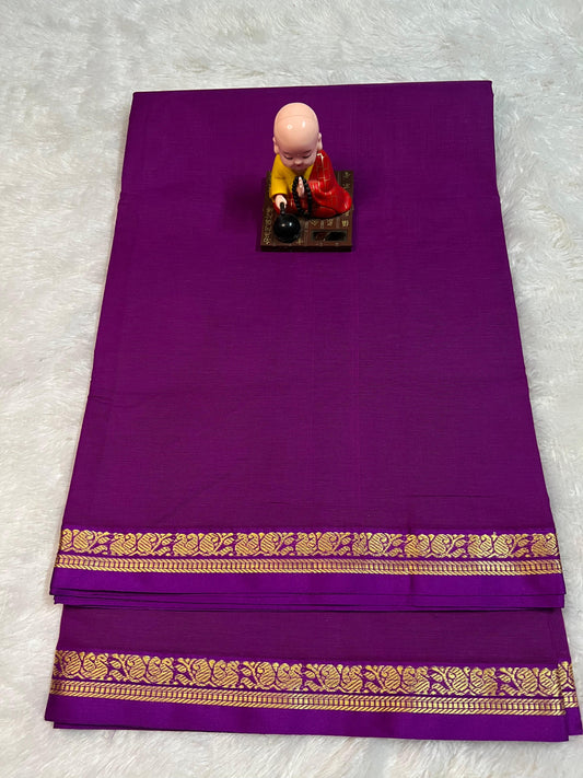 Magenta Raaga Pure Cotton Saree | With Unstitched Blouse Piece For Women