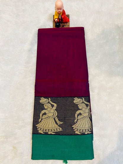 Meera Narayanpeth Cotton Saree | With Unstitched Blouse Piece For Women