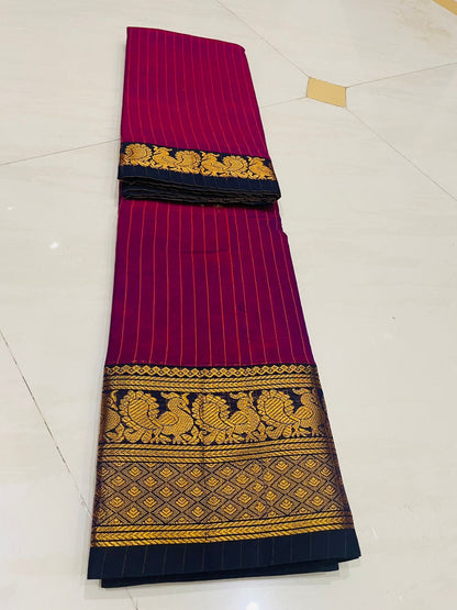 Megenta Narmada Narayanpeth Cotton Saree