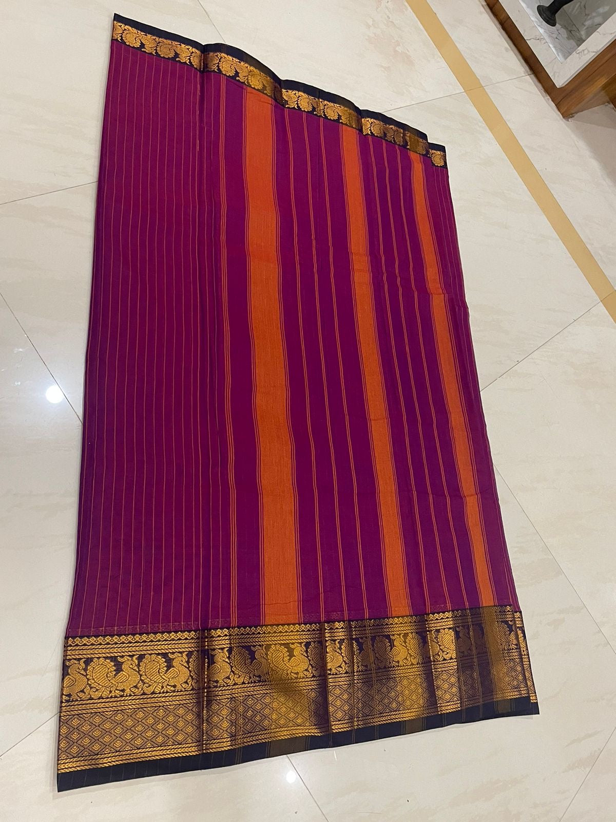 Megenta Narmada Narayanpeth Cotton Saree