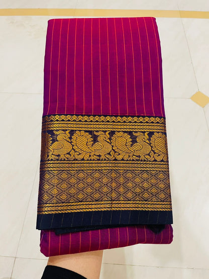Megenta Narmada Narayanpeth Cotton Saree
