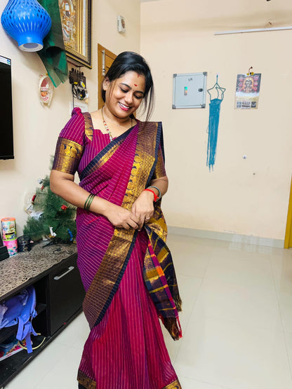 Megenta Narmada Narayanpeth Cotton Saree