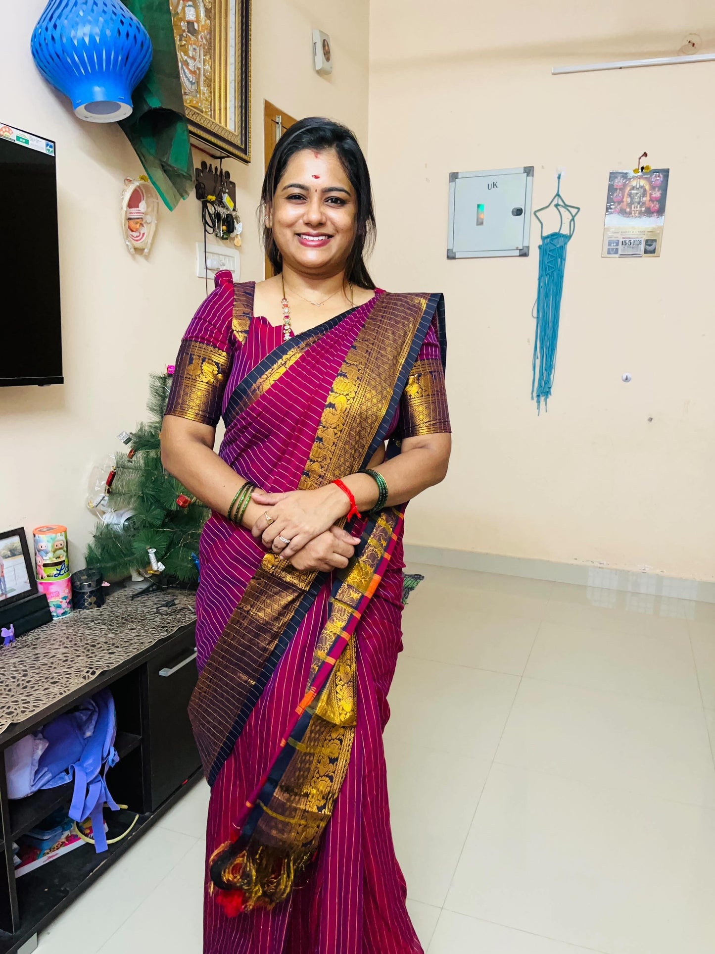 Megenta Narmada Narayanpeth Cotton Saree