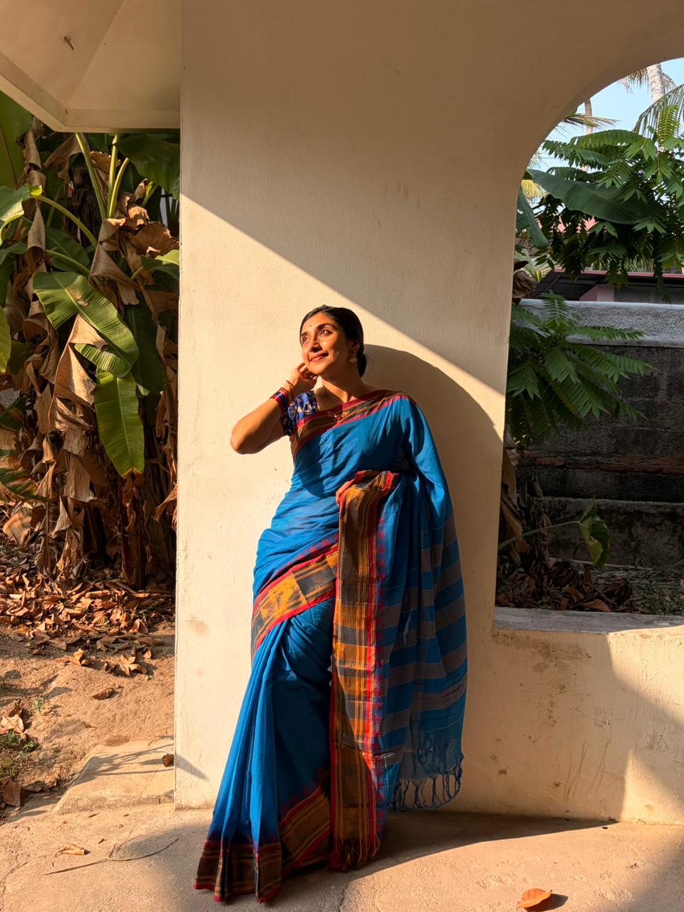 NeelaVasini Narayanpeth Cotton Saree | With Unstitched Blouse Piece For Women
