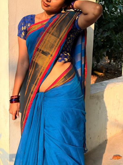 NeelaVasini Narayanpeth Cotton Saree | With Unstitched Blouse Piece For Women